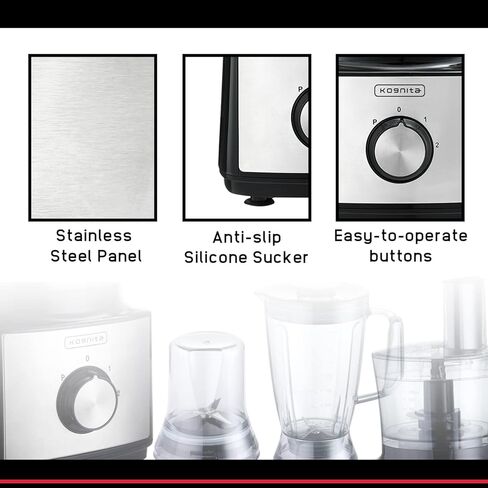 كوجنيتا محضر طعام متعدد الوظائف 8 في 1 لتقطيع العجن والتقطيع مع شفرة عجين 500 واط بسرعتين ونبض in Kuwait