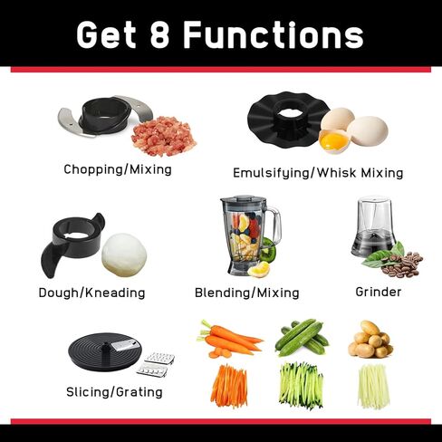 كوجنيتا محضر طعام متعدد الوظائف 8 في 1 لتقطيع العجن والتقطيع مع شفرة عجين 500 واط بسرعتين ونبض in Kuwait