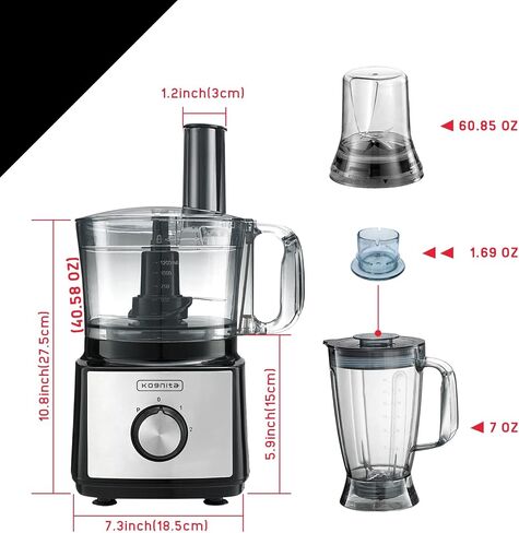 كوجنيتا محضر طعام متعدد الوظائف 8 في 1 لتقطيع العجن والتقطيع مع شفرة عجين 500 واط بسرعتين ونبض in Kuwait