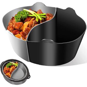بطانة مقسمة للطباخ البطيء من Hapoyxm تناسب وعاء الفخار 6 QT، بطانات طهي بطيئة من السيليكون، قابلة لإعادة الاستخدام/خالية من البيسفينول A/مانعة للتسرب/بطانة طبخ آمنة للاستخدام في غسالة الأطباق لطباخ بطيء سعة 6 لتر (أسود + رمادي) in Kuwait