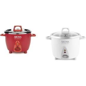 Aroma Housewares Select Stainless Rice Cooker & Warmer with Uncoated Inner Pot, 6-Cup(cooked)/ 1.2Qt, ARC-753SGR, Red in Saudi Arabia