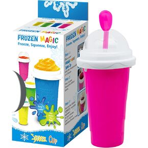 Slushy Maker Cup Slushie Cup Maker Milk Cola Juice Squeeze Cup Frozen Magic Quick Freeze Cup Cooling Cup Smoothies Cup with Lids and Straws for All Age (pack 2 BLUE+GREEN)