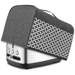 Yarwo 2 Slice Toaster Cover with Pockets and Top Handle, Nylon Toaster Cover Fits for Most Standard 2 slice Toasters, Gray with Arrow