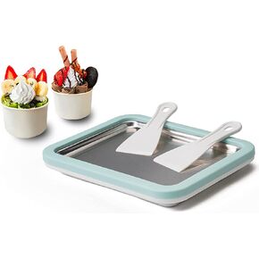 Ice Cream Roll Maker Rolled Ice Cream Machine, Sweet Spot Pan, Instant Cold Plate, Ideal for Making Rolled Ice Cream Soft Serve Slushies Frozen Yogurt Sorbet and Gelatod (Aquamarine)