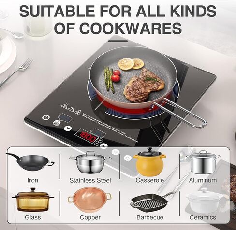 VBGK Electric Ceramic Cooktop, Electric Stove Top with Touch Control, 9 Power Levels, Kids Lock & Timer, Hot Surface Indicator, Overheat Protection,110V induction cooktop in Saudi Arabia