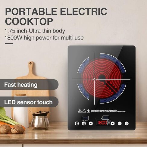 VBGK Electric Ceramic Cooktop, Electric Stove Top with Touch Control, 9 Power Levels, Kids Lock & Timer, Hot Surface Indicator, Overheat Protection,110V induction cooktop in Saudi Arabia