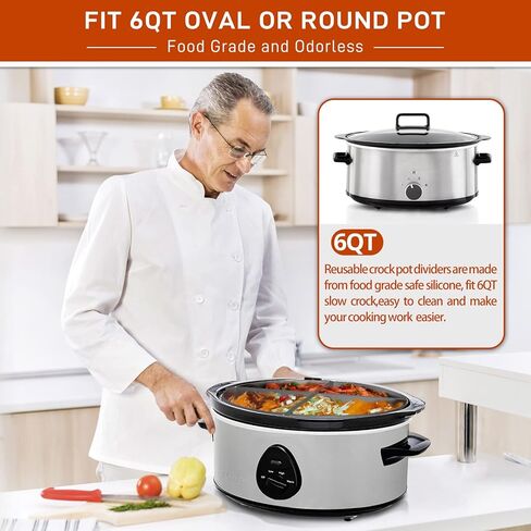 4 قطع من بطانات وعاء الفخار السيليكون 6QT بطانات طباخ بطيء جيوب فخارية قابلة لإعادة الاستخدام متوافقة مع بطانة وعاء الفخار البيضاوي أو المستدير، مقسم وعاء الفخار، إدراج 4 شبكات، أكياس فواصل وعاء الفخار، وعاء الحساء، حصيرة الطبخ in Kuwait