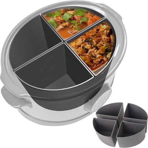 4 قطع من بطانات وعاء الفخار السيليكون 6QT بطانات طباخ بطيء جيوب فخارية قابلة لإعادة الاستخدام متوافقة مع بطانة وعاء الفخار البيضاوي أو المستدير، مقسم وعاء الفخار، إدراج 4 شبكات، أكياس فواصل وعاء الفخار، وعاء الحساء، حصيرة الطبخ in Kuwait