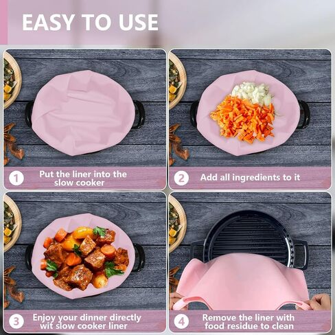 Slow Cooker Liners Leakproof 3 Pack, Easy Clean Crock Pot Liners Reusable Silicone bag liners Fit 6-8 Quarts Oval or Round Pot in Saudi Arabia