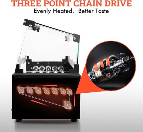 1000W Hot Dog Roller Machine,Dual Temp Control Commercial Grill Cooker Machine with Removable Stainless Steel Drip Tray and Cover, 12 Hot Dog 5 Rollers,Sausage Grill Cooker for Party Kitchen Restaurant in Kuwait