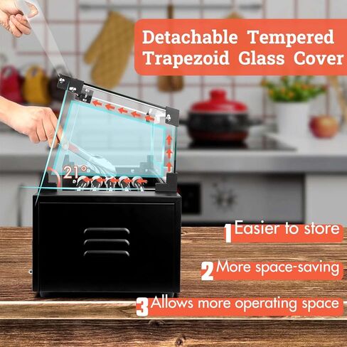 1000W Hot Dog Roller Machine,Dual Temp Control Commercial Grill Cooker Machine with Removable Stainless Steel Drip Tray and Cover, 12 Hot Dog 5 Rollers,Sausage Grill Cooker for Party Kitchen Restaurant in Kuwait