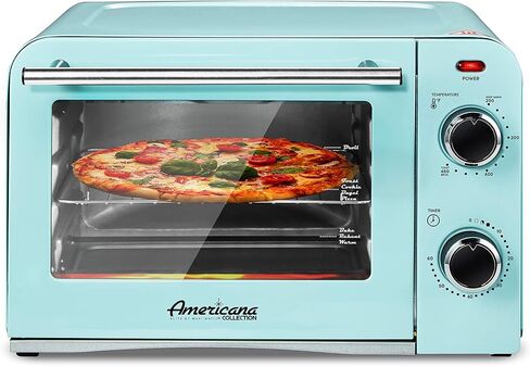 Elite Gourmet Americana 2 Slice, 9.5" Griddle with Glass Lid 3-in-1 Breakfast Center Station, 4-Cup Coffeemaker, Toaster Oven with 15-Min Timer, Heat Selector Mode, Blue, (EBK8810BL) in Saudi Arabia