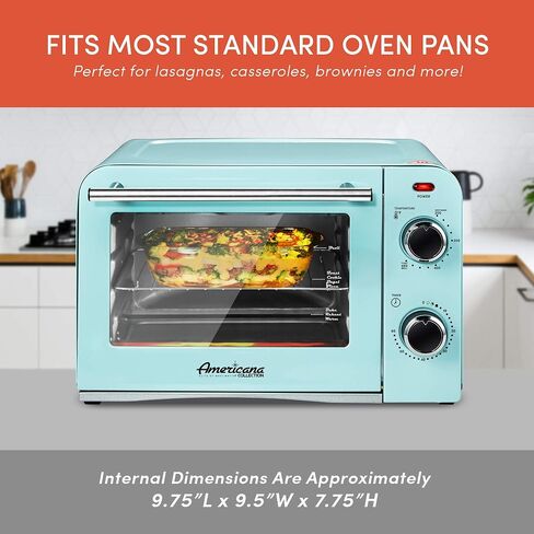 Elite Gourmet Americana 2 Slice, 9.5" Griddle with Glass Lid 3-in-1 Breakfast Center Station, 4-Cup Coffeemaker, Toaster Oven with 15-Min Timer, Heat Selector Mode, Blue, (EBK8810BL) in Saudi Arabia