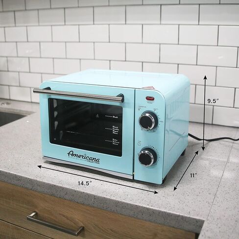 Elite Gourmet Americana 2 Slice, 9.5" Griddle with Glass Lid 3-in-1 Breakfast Center Station, 4-Cup Coffeemaker, Toaster Oven with 15-Min Timer, Heat Selector Mode, Blue, (EBK8810BL) in Saudi Arabia