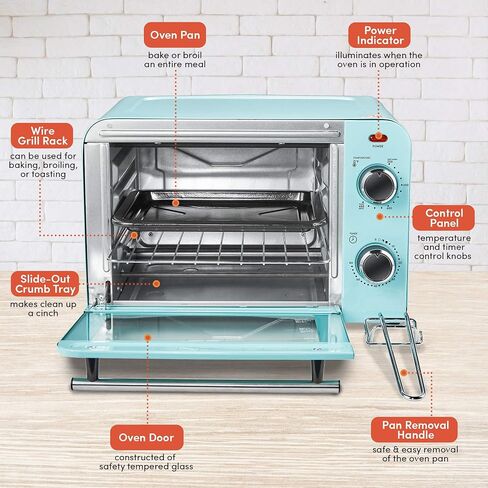 Elite Gourmet Americana 2 Slice, 9.5" Griddle with Glass Lid 3-in-1 Breakfast Center Station, 4-Cup Coffeemaker, Toaster Oven with 15-Min Timer, Heat Selector Mode, Blue, (EBK8810BL) in Saudi Arabia