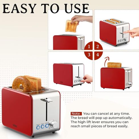 YIOU Toaster 2 Slice Stainless Steel 2 Slice Toaster 1.5 Inch Extra Wide Slots 6 Browning Setting Toaster Bagel Toaster Reheat Defrost Cancel Function Removable Crumb Tray Easy Cleaning T2S-Black in Saudi Arabia