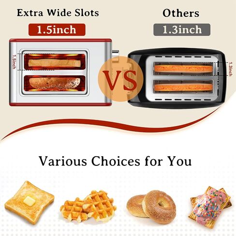 YIOU Toaster 2 Slice Stainless Steel 2 Slice Toaster 1.5 Inch Extra Wide Slots 6 Browning Setting Toaster Bagel Toaster Reheat Defrost Cancel Function Removable Crumb Tray Easy Cleaning T2S-Black in Saudi Arabia