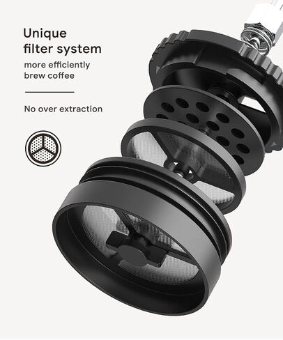 Portable French Press Car-Go Coffee Maker Vacuum Insulated Travel Coffee Mug Cup, Hot/Cold Brew Coffee Press With Unique Filter Stainless Steel Tea Maker Coffee Pot Outdoor Camping Bottle, 320ml/11oz in Kuwait