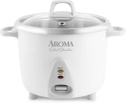 Aroma Housewares Select جهاز طبخ الأرز المقاوم للصدأ وسخانه مع وعاء داخلي غير مطلي، 6 أكواب (مطبوخ)/ 1.2Qt، ARC-753SGR، أحمر in Kuwait