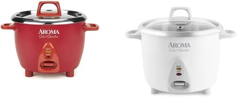 Aroma Housewares Select جهاز طبخ الأرز المقاوم للصدأ وسخانه مع وعاء داخلي غير مطلي، 6 أكواب (مطبوخ)/ 1.2Qt، ARC-753SGR، أحمر in Kuwait