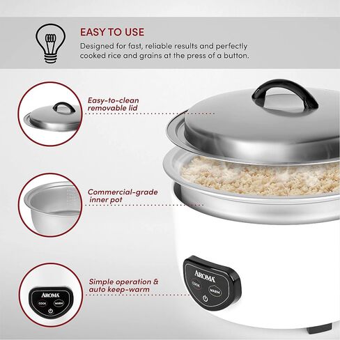 Aroma Housewares Commercial 60-Cup (Cooked) / 14Qt. Rice & Grain Cooker (ARC-1430E), White in Saudi Arabia