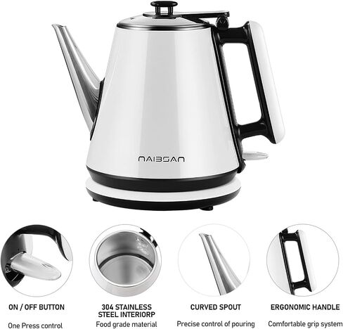Naibsan Electric Kettle, 100% Stainless Steel Water Boiling Tea Kettle, BPA Free hot water kettle electric/Pour Over Coffee Kettle in Saudi Arabia