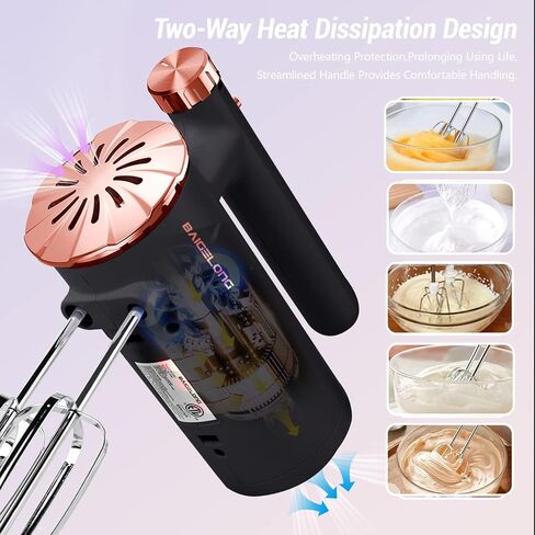 خلاط يدوي كهربائي بايجيلونج، KD144C، أسود وذهبي وردي in Kuwait