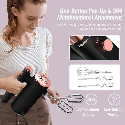 خلاط يدوي كهربائي بايجيلونج، KD144C، أسود وذهبي وردي in Kuwait