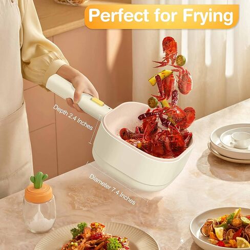 Dezin Electric Hot Pot, 2L Non-Stick Ceramic Coating Ramen Cooker, Multifunctional Hot Pot for Ramen, Pasta, Dumplings, Soup, Oatmeal, Portable Hot Pot for Dorm, Office, Travel with Power Adjustment in Saudi Arabia