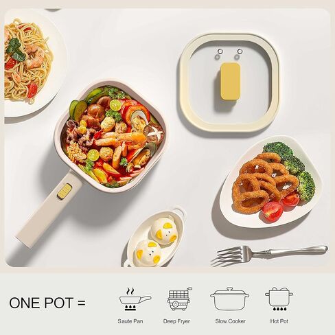 Dezin Electric Hot Pot, 2L Non-Stick Ceramic Coating Ramen Cooker, Multifunctional Hot Pot for Ramen, Pasta, Dumplings, Soup, Oatmeal, Portable Hot Pot for Dorm, Office, Travel with Power Adjustment in Saudi Arabia