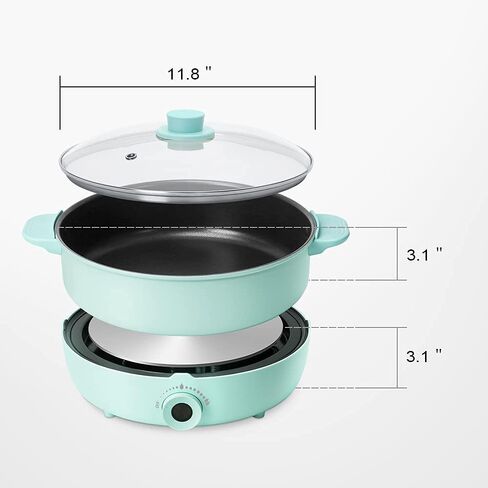 وعاء ساخن كهربائي مع موقد، وعاء ساخن كهربائي شابو شابو، 5.3QT، مقلاة كهربائية متعددة غير لاصقة، موقد مطبخ محمول مع وعاء ساخن شابو للطهي المنزلي، حفلة عائلية in Kuwait