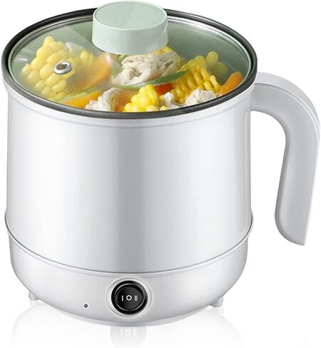MINTER Mini Electric Hot Pot with Steam Rack, 1.7L Rapid Noodle Cooker, Mini Hot Pot, Egg Cooker, Non-Stick Casserole, 110V 600W - in Saudi Arabia