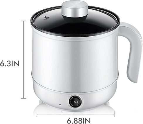 MINTER Mini Electric Hot Pot with Steam Rack, 1.7L Rapid Noodle Cooker, Mini Hot Pot, Egg Cooker, Non-Stick Casserole, 110V 600W - in Saudi Arabia