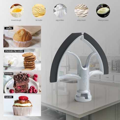 مضرب فليكس إيدج لملحق خلاط مساعد المطبخ، ملحقات مساعدة المطبخ للخلاط، يناسب أوعية الخلاط ذات الرأس المائل لأوعية سعة 4.5-5 كوارت، مضرب بحواف سيليكون مرنة (رمادي داكن) in Kuwait