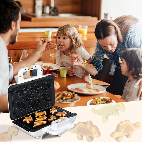 Mini Waffle Maker Dinosaur Waffle Iron for Kids 7 Unique Dino Waffle in Minutes, Electric Nonstick Waffle Pancakes Maker with Removable Plates Breakfast Maker Machine, Fun Gift for Kids Family in Saudi Arabia