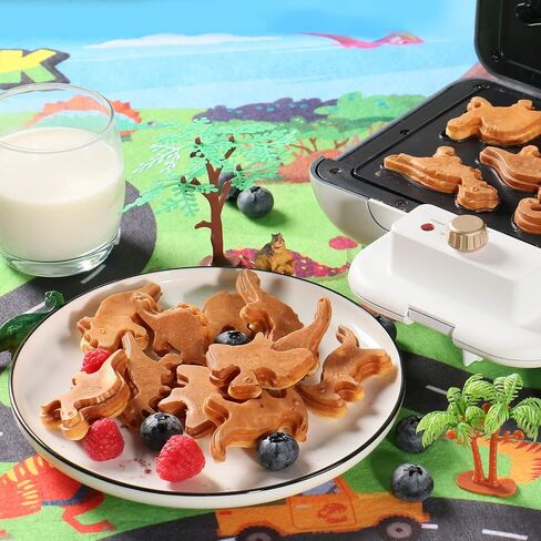 Mini Waffle Maker Dinosaur Waffle Iron for Kids 7 Unique Dino Waffle in Minutes, Electric Nonstick Waffle Pancakes Maker with Removable Plates Breakfast Maker Machine, Fun Gift for Kids Family in Saudi Arabia