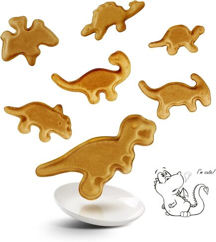 Mini Waffle Maker Dinosaur Waffle Iron for Kids 7 Unique Dino Waffle in Minutes, Electric Nonstick Waffle Pancakes Maker with Removable Plates Breakfast Maker Machine, Fun Gift for Kids Family in Saudi Arabia
