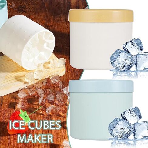 Ice Cubes Mold Ice Trays Maker, Cylinder 3D Silicone Ice Lattice Molding Ice Maker Decompress Ice Lattice Easy Release Ice Lattice Bucket with Lid for Freezer Cocktail Coffee Whiskey Juice in Kuwait
