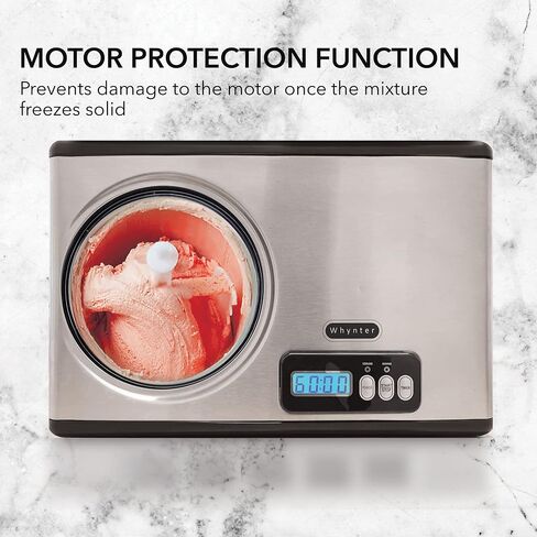 Whynter Ice Cream Maker Machine Automatic 1.28 Qt Upright with Built-in Compressor, LCD Digital Display & Timer, No Pre-Freezing, ICM-128WS, Black/Pink in Saudi Arabia