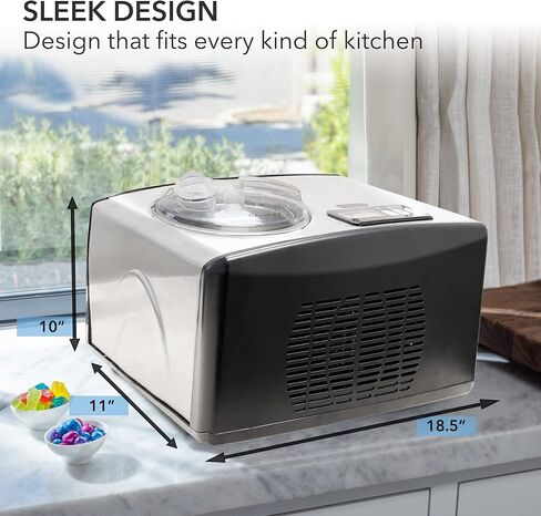 Whynter Ice Cream Maker Machine Automatic 1.28 Qt Upright with Built-in Compressor, LCD Digital Display & Timer, No Pre-Freezing, ICM-128WS, Black/Pink in Saudi Arabia