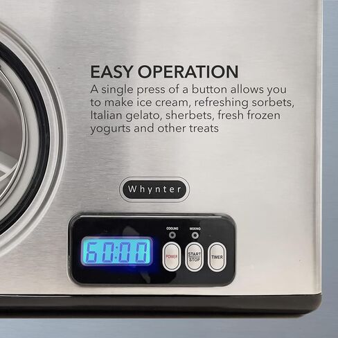 Whynter Ice Cream Maker Machine Automatic 1.28 Qt Upright with Built-in Compressor, LCD Digital Display & Timer, No Pre-Freezing, ICM-128WS, Black/Pink in Saudi Arabia