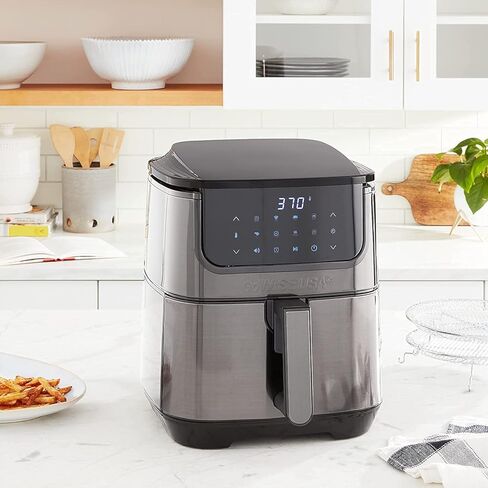 GoWISE USA 7-Quart Air Fryer & Dehydrator Max Steel XL- with Touchscreen Display with Stackable Dehydrating Racks with Preheat & Mute Functions + 100 Recipes (Stainless Steel) in Kuwait