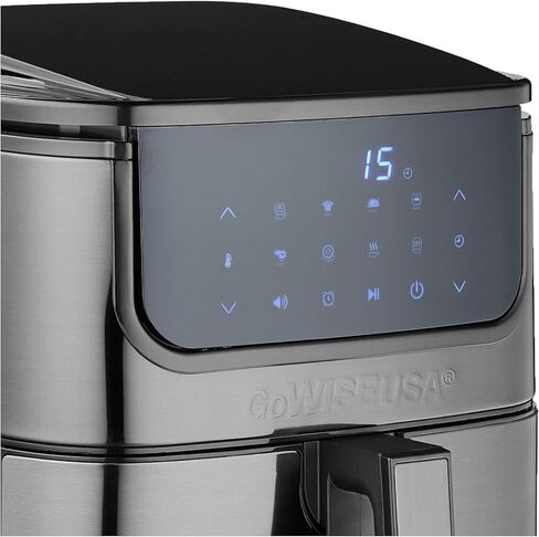 GoWISE USA 7-Quart Air Fryer & Dehydrator Max Steel XL- with Touchscreen Display with Stackable Dehydrating Racks with Preheat & Mute Functions + 100 Recipes (Stainless Steel) in Kuwait
