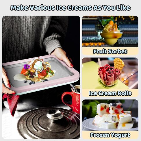 JoyMech Ice Cream Roll Maker Rolled Ice Cream Machine, Sweet Spot Pan, Instant Cold Plate, Ideal for Making Rolled Ice Cream Soft Serve Slushies Frozen Yogurt Sorbet and Gelato (Sky Blue) in Kuwait