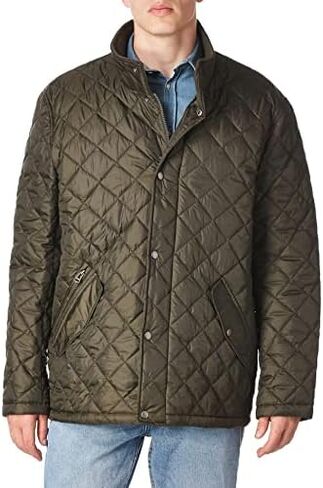 Cole Haan Men's Nylon Quilted Barn Jacket With Knit Collar in Saudi Arabia