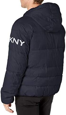 DKNY Men's Water Resistant Ultra Loft Hooded Logo Puffer Jacket (Standard and Big & Tall) in Kuwait