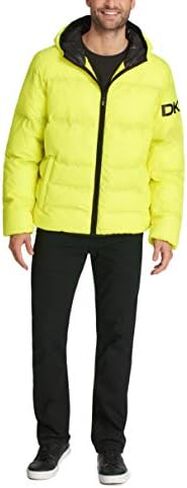 DKNY Men's Water Resistant Ultra Loft Hooded Logo Puffer Jacket (Standard and Big & Tall) in Kuwait