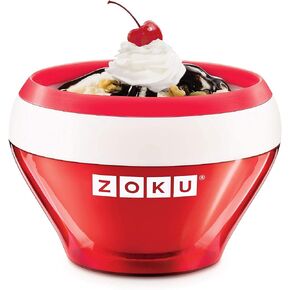 ZOKU Ice Cream Maker and Serve Bowl, Stainless Steel Core, BPA-Free, Red | Create soft serve, frozen yogurt, and ice cream in minutes with a stainless steel freezer core and compact serving bowl in Saudi Arabia
