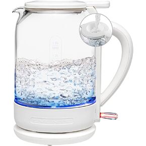 OVENTE Electric Glass Kettle 1.5 Liter 1500W Instant Hot Water Boiler Heater with ProntoFill Tech, Boil-Dry Protection, Automatic Shut Off, Fast Boiling for Tea & Coffee, Black KG516B in Kuwait