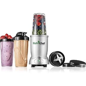NutriChef Personal Electric Single Serve Blender - 1200W Professional Kitchen Countertop Mini Blender Shakes and Smoothies w/ Pulse Blend, Convenient , Portable 10 & 24 Oz Cups - NutriChef NCBL12